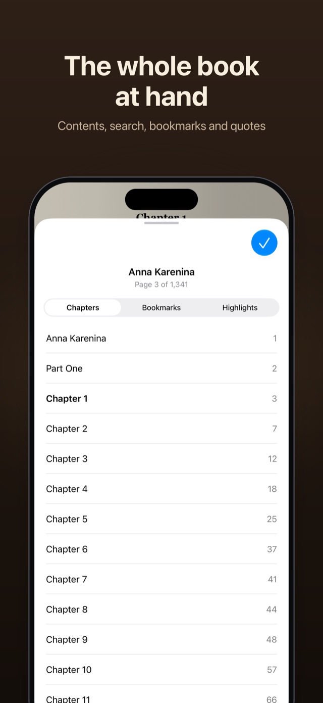 Table of contents with a scrubber