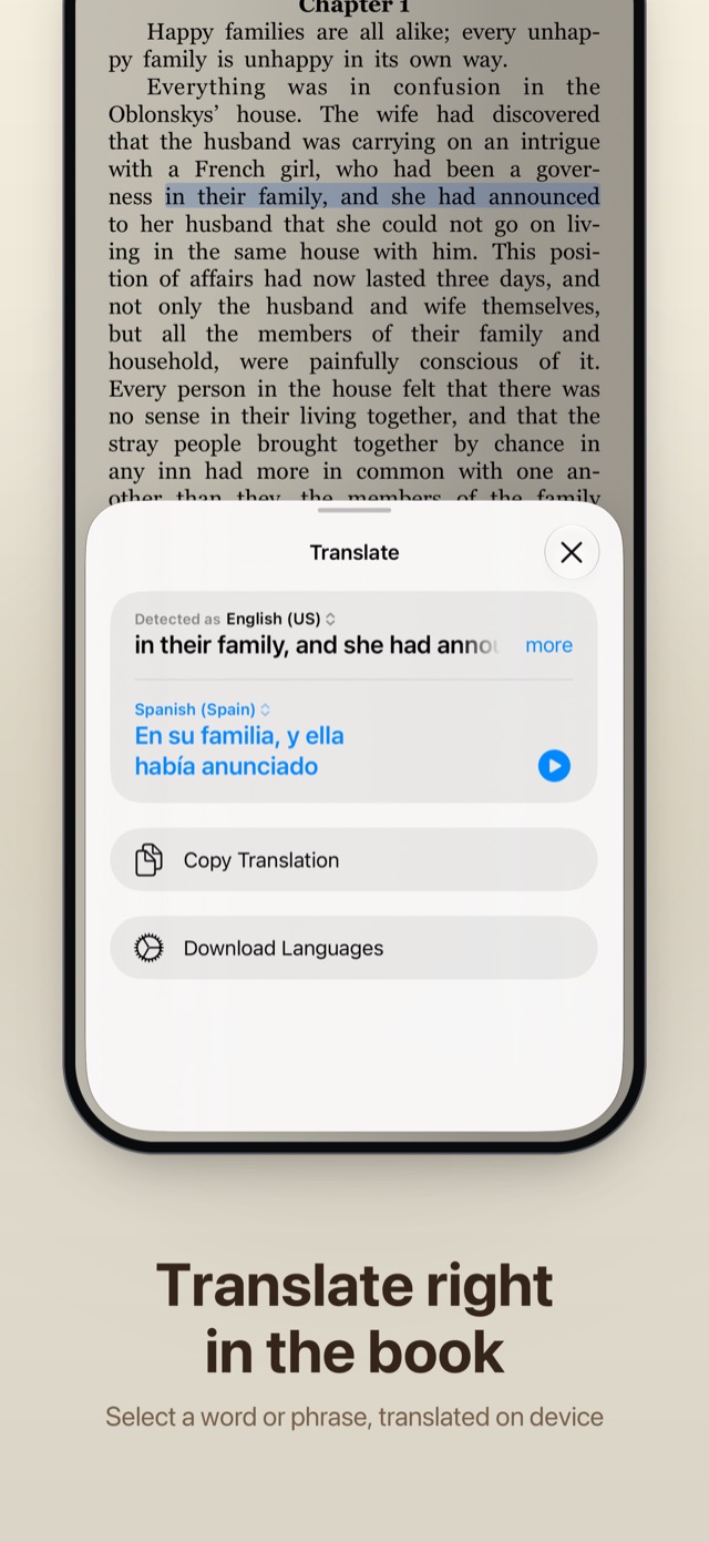 Translating selected text